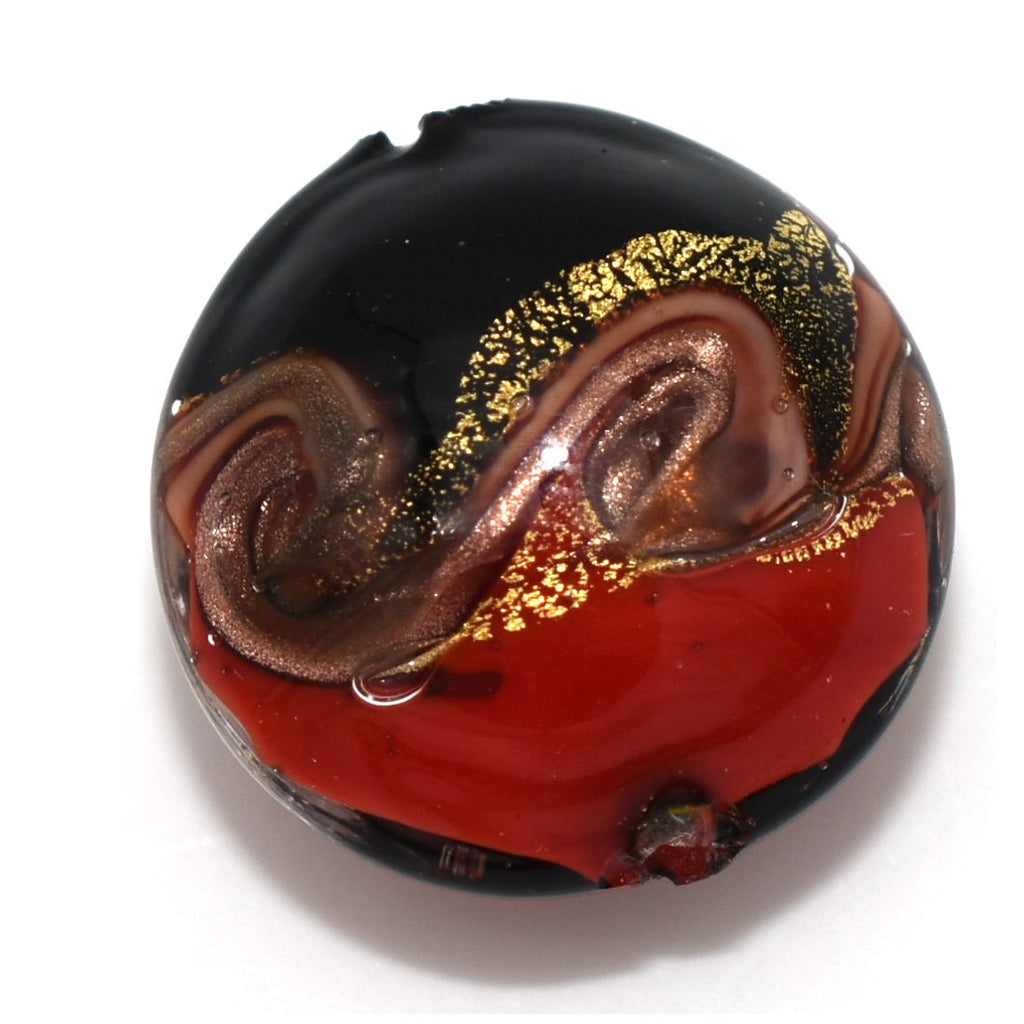 Collana artigianale con vetro di Murano colorato e cristallo perlato - variante colore rosso e nero