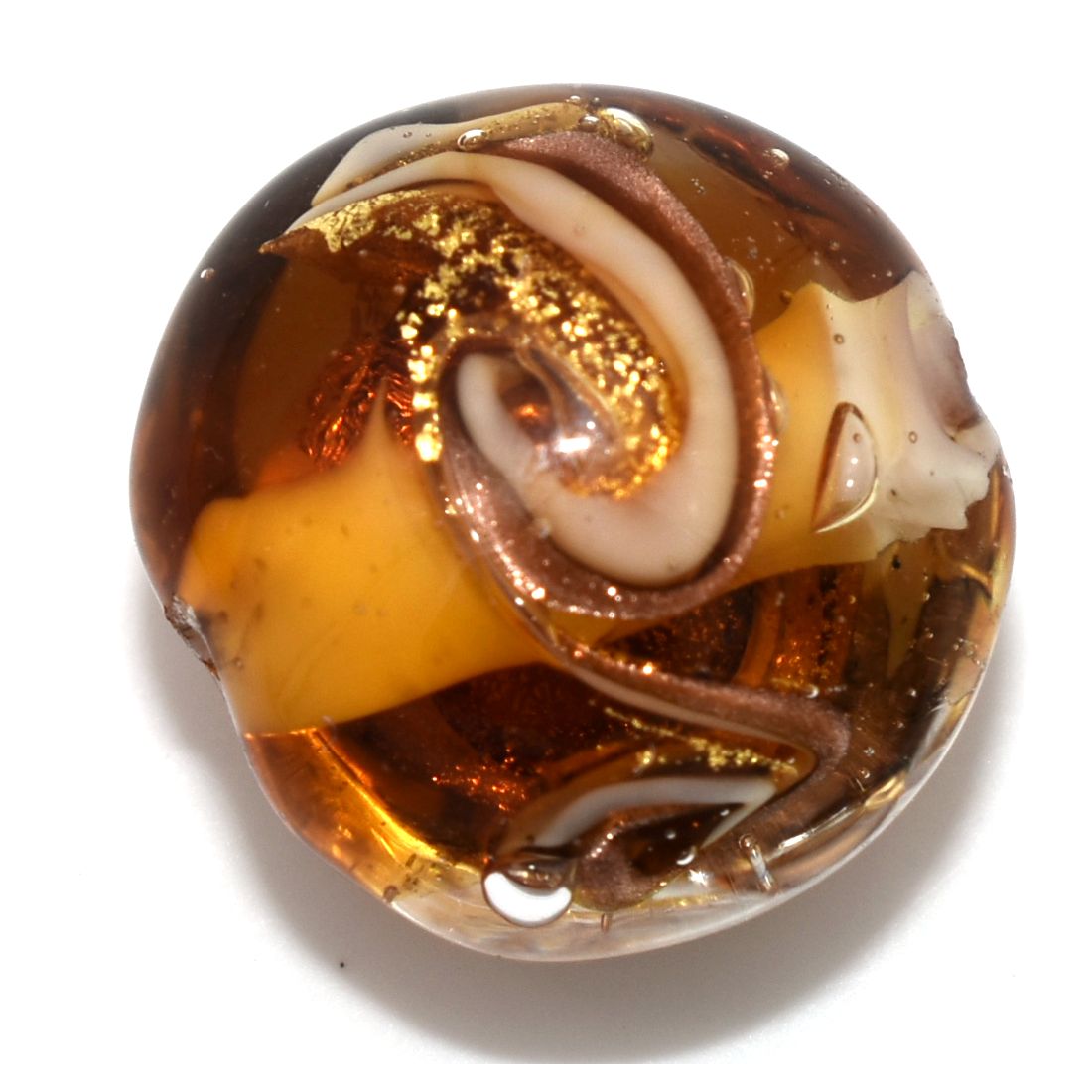 Collana artigianale con vetro di Murano colorato e cristallo perlato - variante colore oro