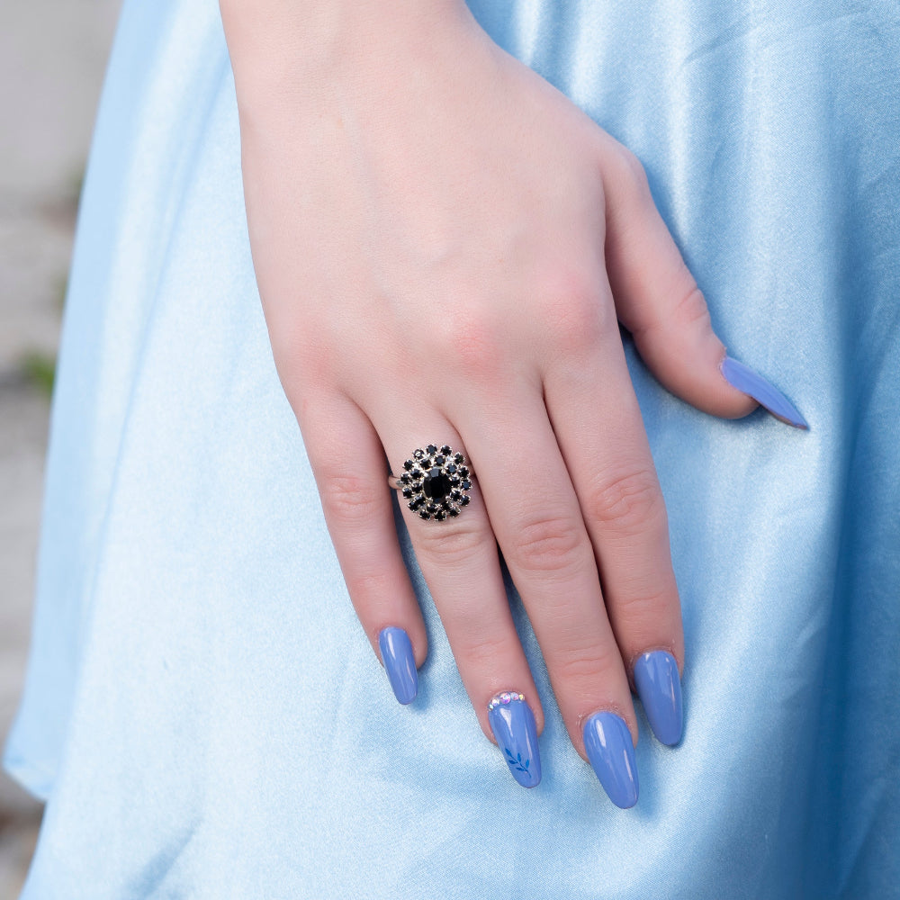 Anello Cristalli Swarovski Neri Modella | ungioielloperte.com