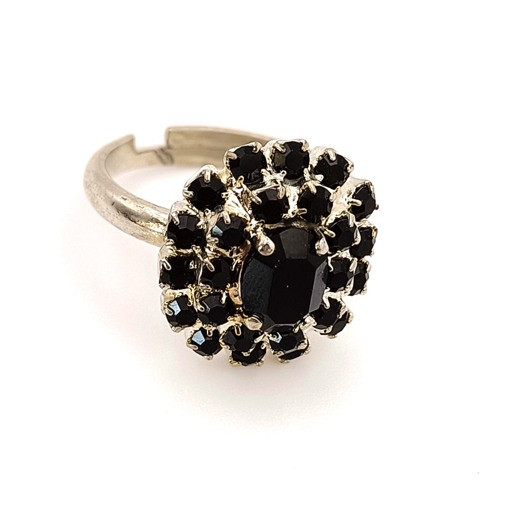 Anello Cristalli Swarovski Nero vista Laterale | ungioielloperte.com