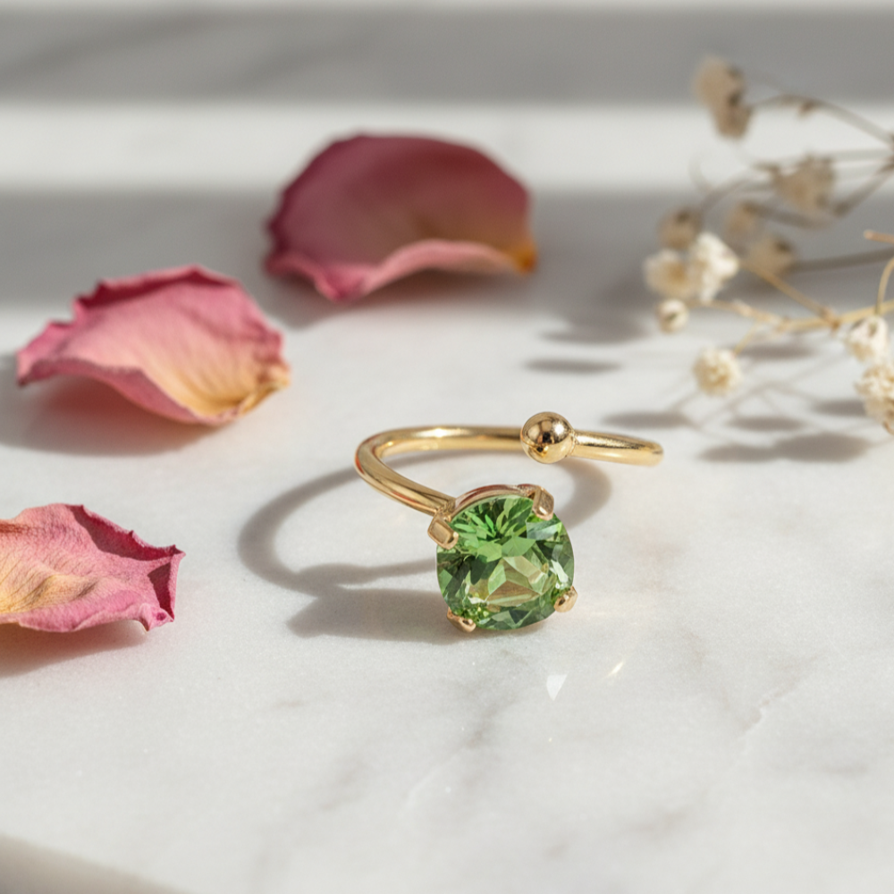 Anello solitario Swarovski verde by Giamas