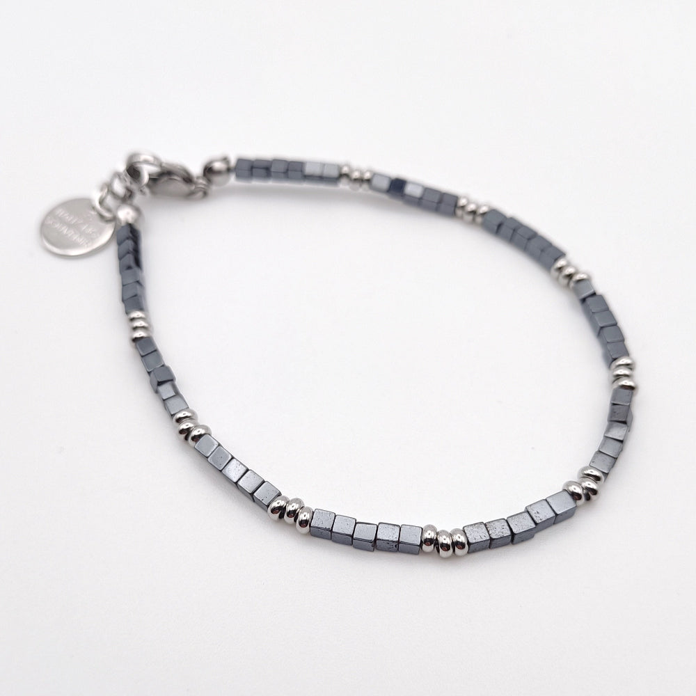 Bracciale unisex ematite cubetti Giamas - design geometrico minimalista made in Italy