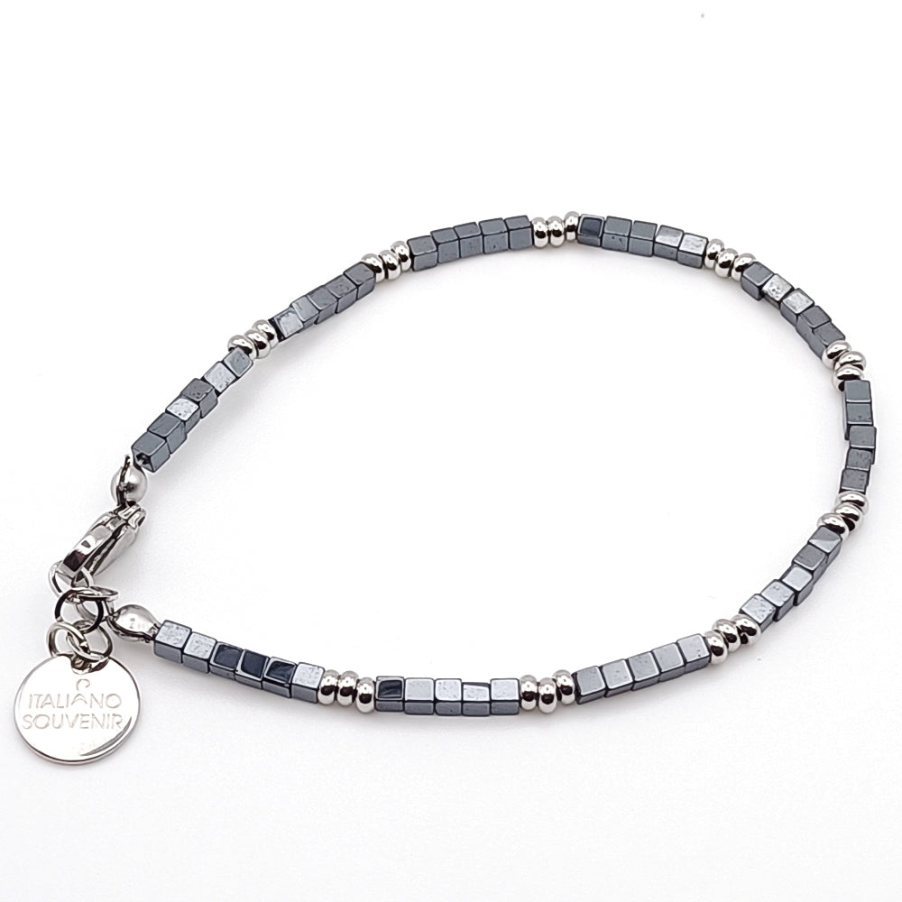 Bracciale ematite cubetti Giamas - artigianato italiano pietre naturali