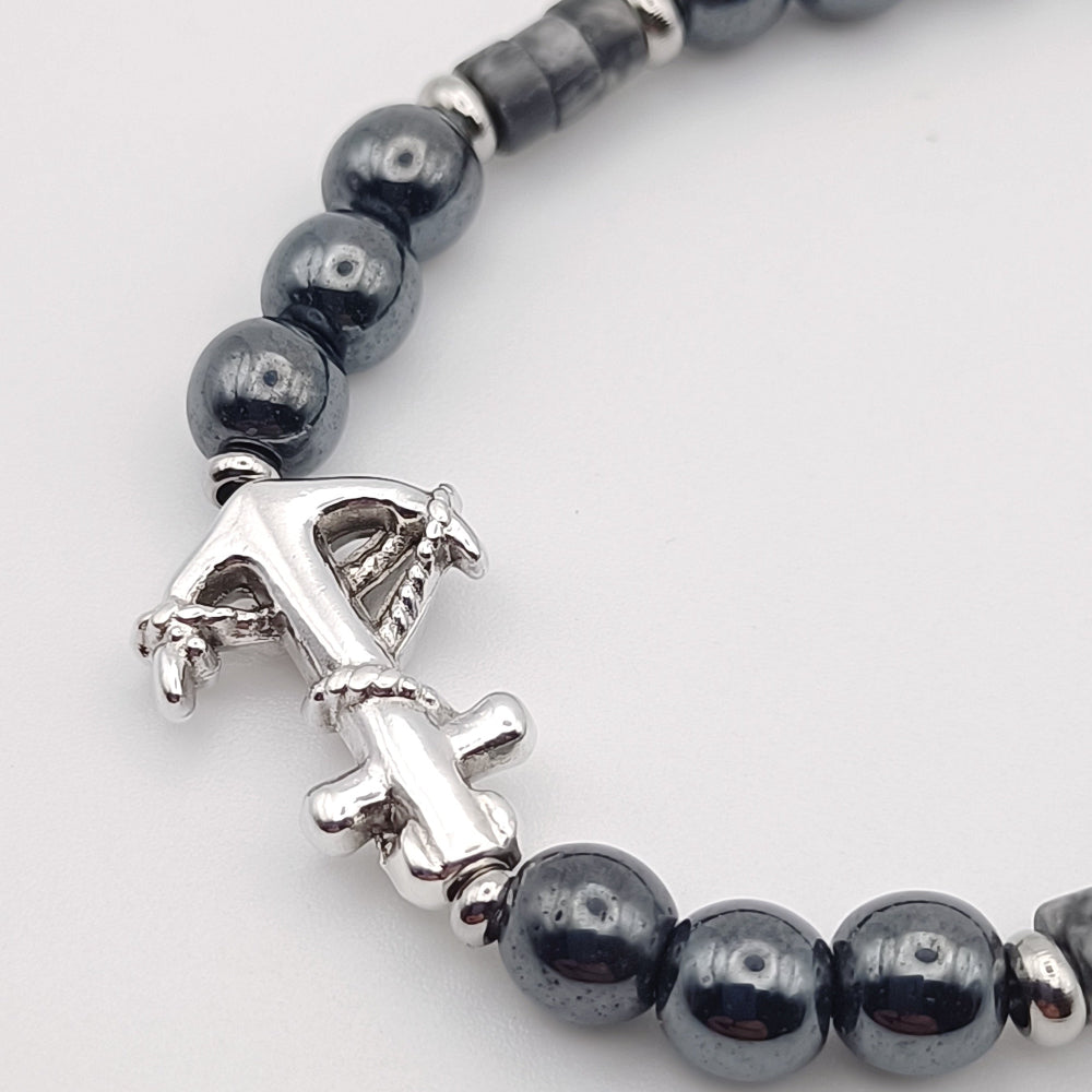 Particolare bracciale ematite diaspro paesina Giamas - artigianato italiano