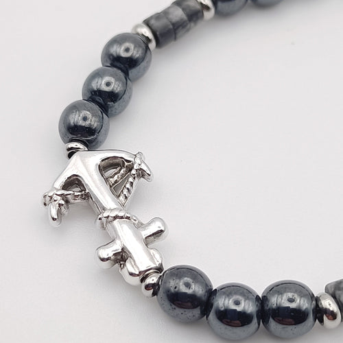 Particolare bracciale ematite diaspro paesina Giamas - artigianato italiano