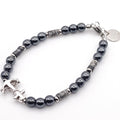 Dettaglio bracciale ematite ancora argentata Giamas - pietre naturali made in Italy