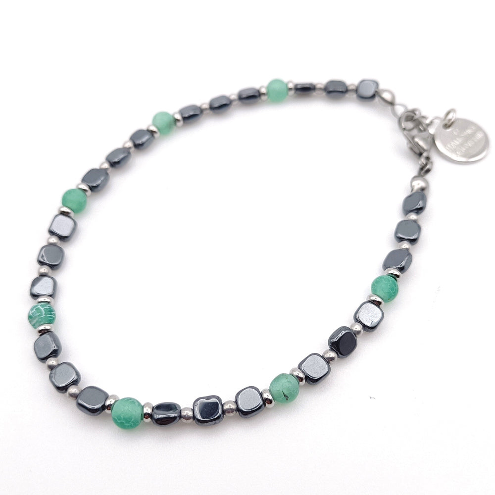 Bracciale unisex ematite agata verde Giamas - pietre naturali made in Italy