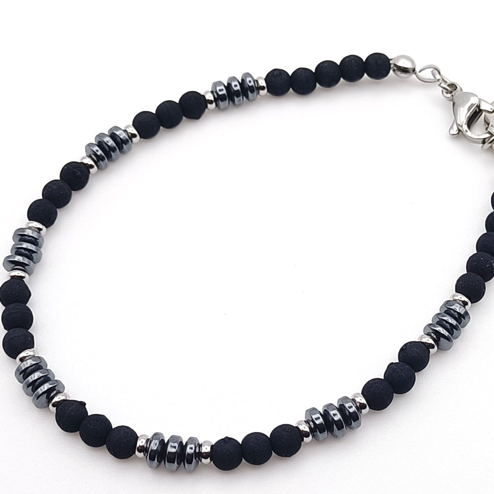 Bracciale Unisex Pietre Laviche Nere Ematite giamas