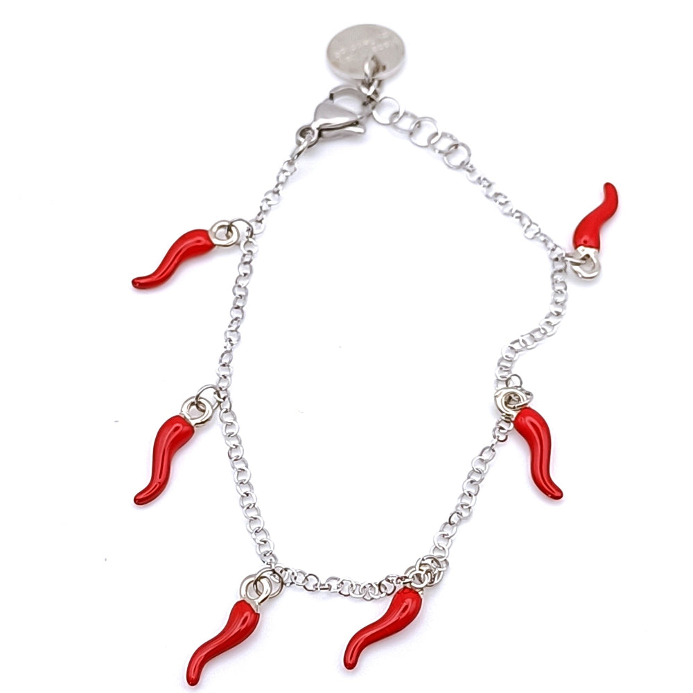 Bracciale con ciondoli a forma di corno rosso su ungioielloperte.com