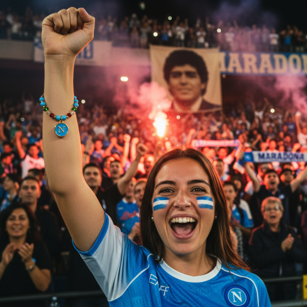 Bracciale donna oro con tricolore allo stadio