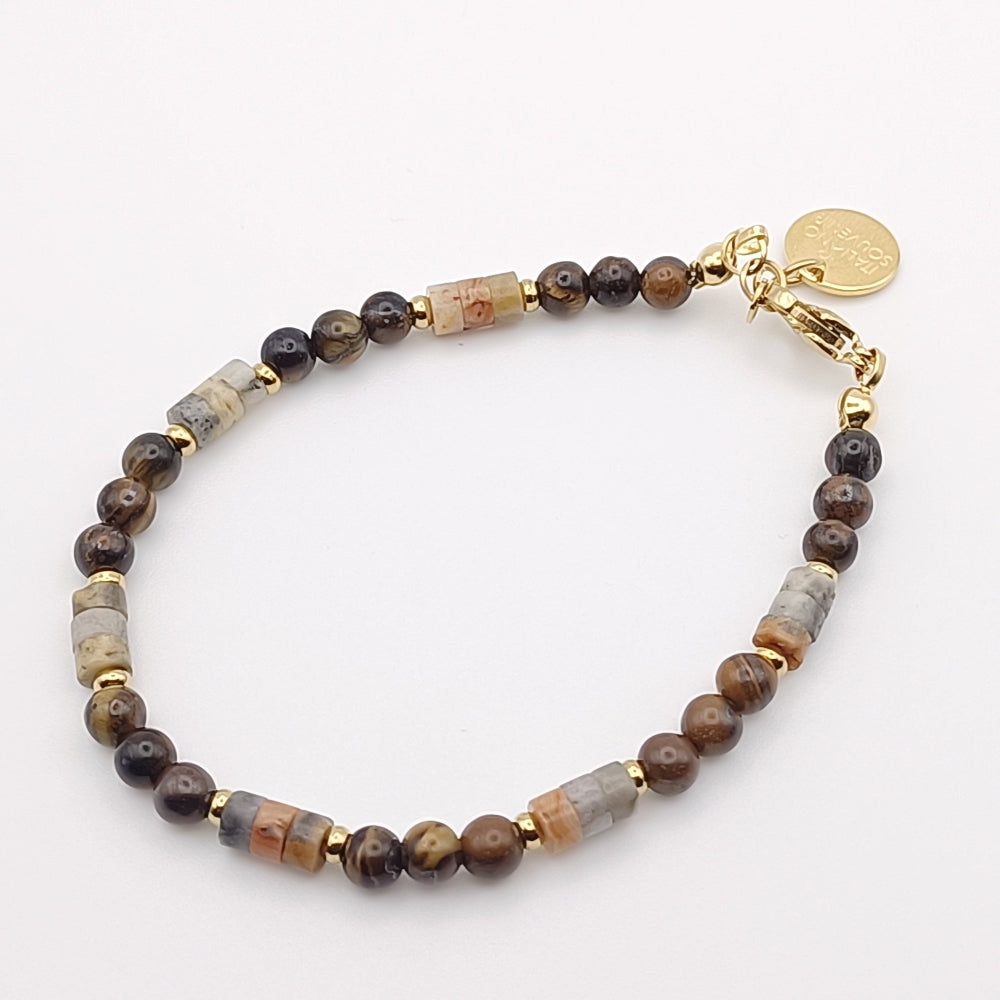 Particolare bracciale occhio di tigre labradorite Giamas - pietre naturali autentiche