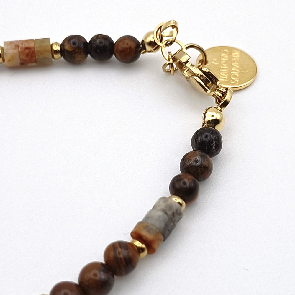 Bracciale occhio di tigre labradorite dorati Giamas - artigianato italiano