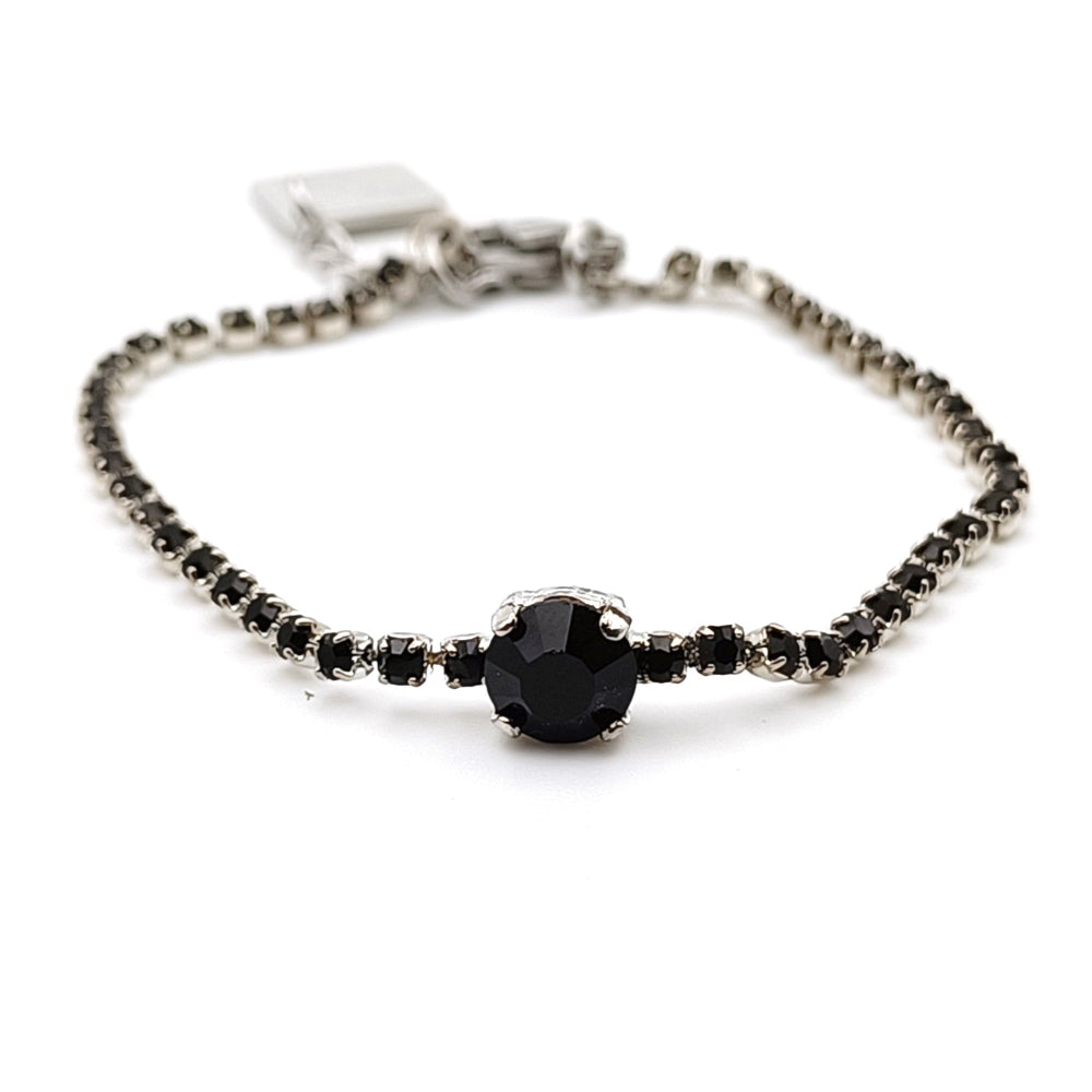 Bracciale tennis Demetra nero cristalli Swarovski Elements - design elegante artigianato italiano