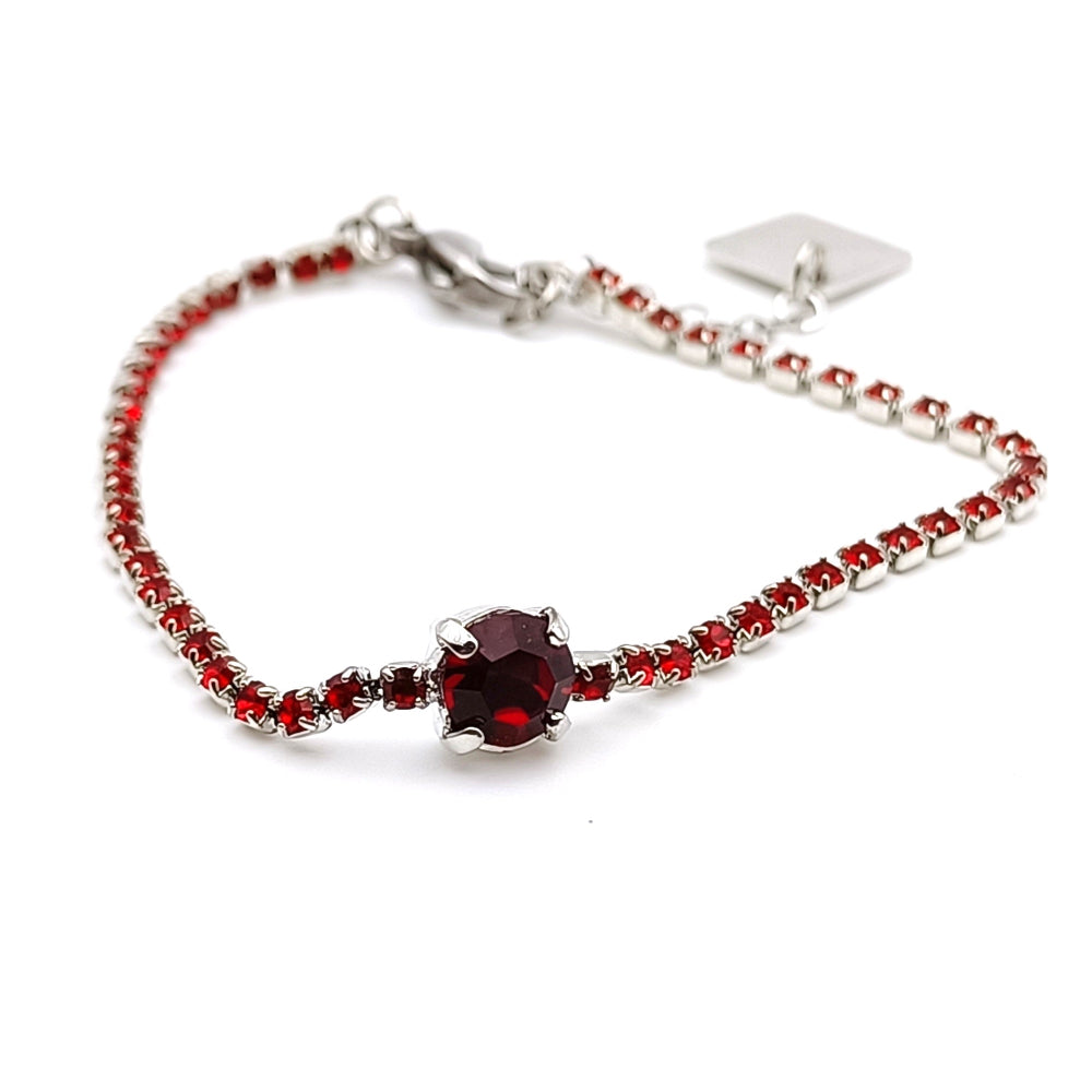 Bracciale tennis Demetra rosso cristalli Swarovski Elements - gioiello donna elegante made in Italy