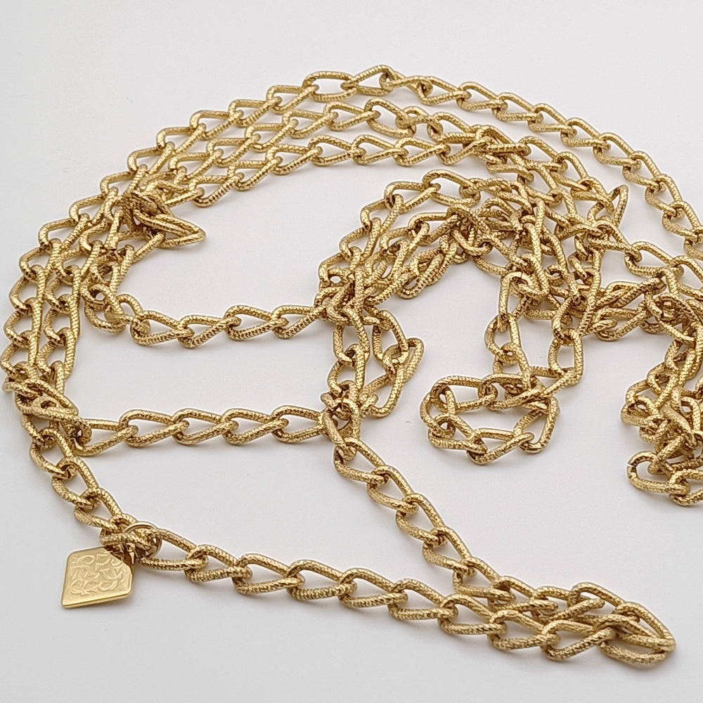 Collana lunga catena dorata lavorata 150cm Giamas - made in Italy