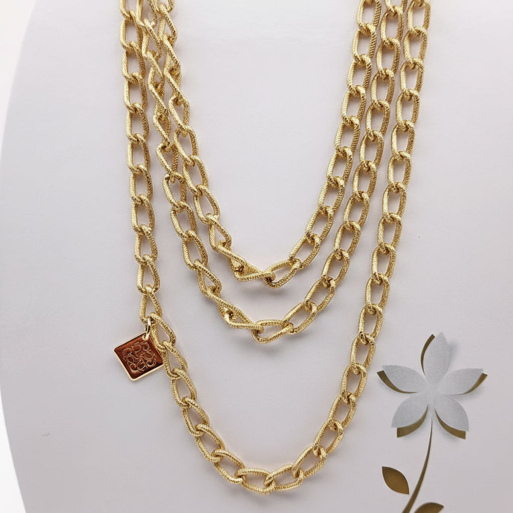 Collana lunga catena dorata maglie larghe 150cm Giamas - gioielli made in Italy