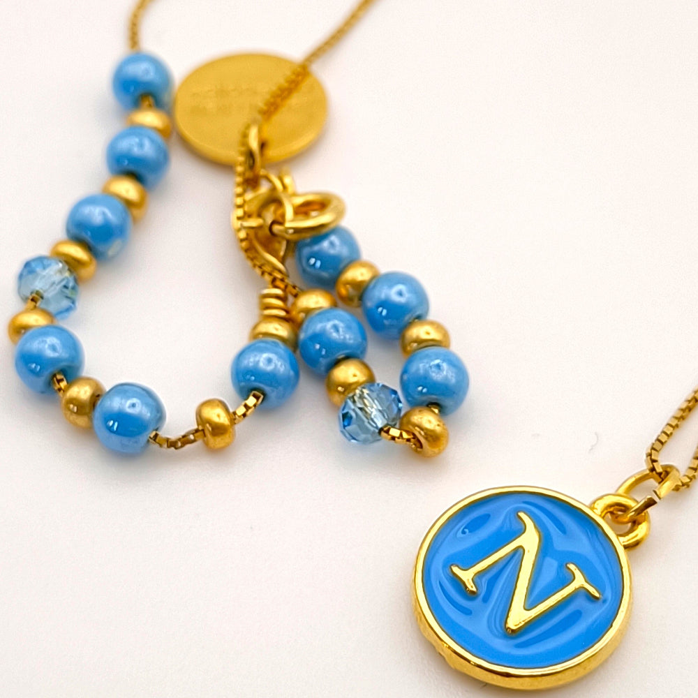 Collana Forza Napoli con ciondolo lettera N color oro - ungioielloperte