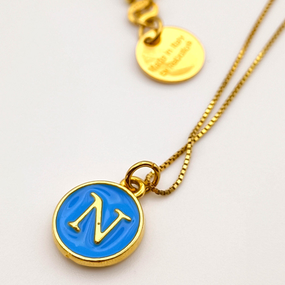 collana artigianale con perle azzurre cristalli tricolore ciondolo n  oro ungioielloperte