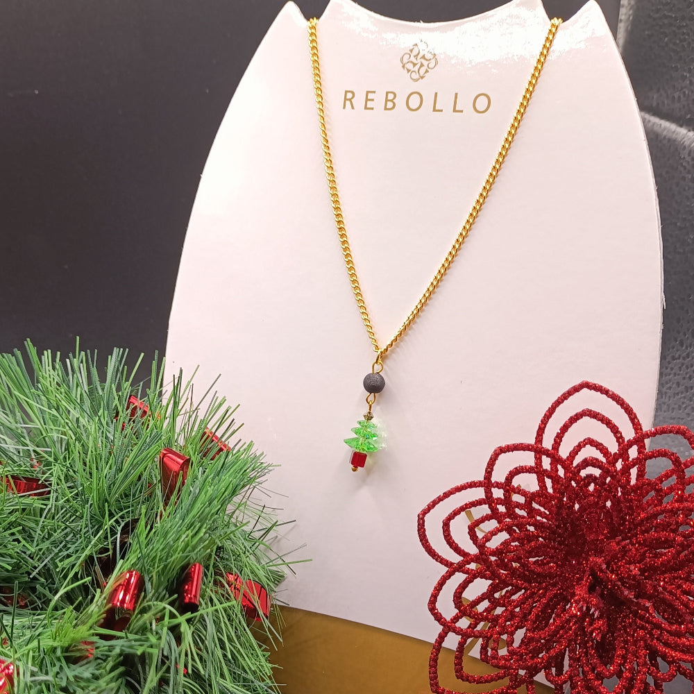 Collana natalizia con ciondolo ad albero verde e rosso - ungioielloperte.com