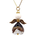 Collana natalizia con ciondolo angelo in vetro di Murano nero - Made in Italy Giamas
