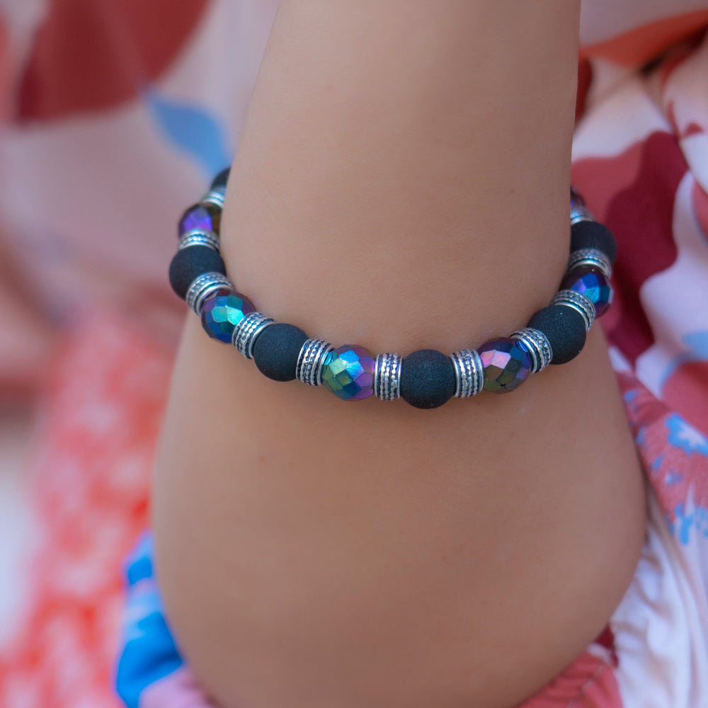 Bracciale Uomo Vetro di Murano e Pietra Lavica