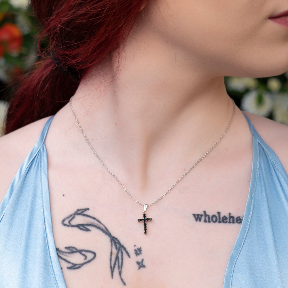 Collana Donna Pendente Croce Strass Cristalli Swarovski