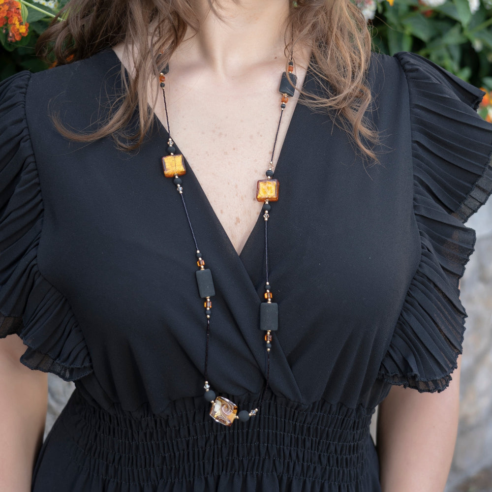 Collana Donna Vetro di Murano e Pietra Lavica