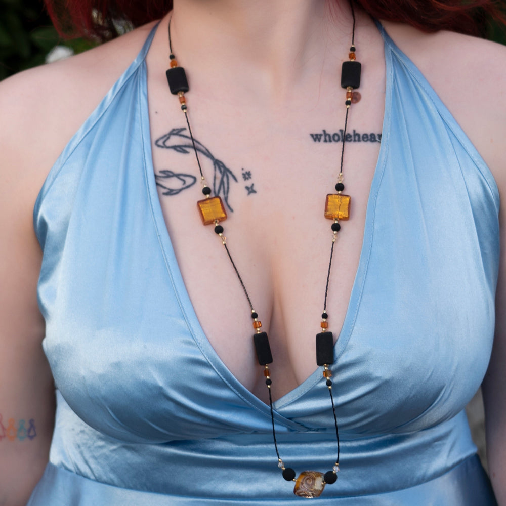 Collana Donna Vetro di Murano e Pietra Lavica