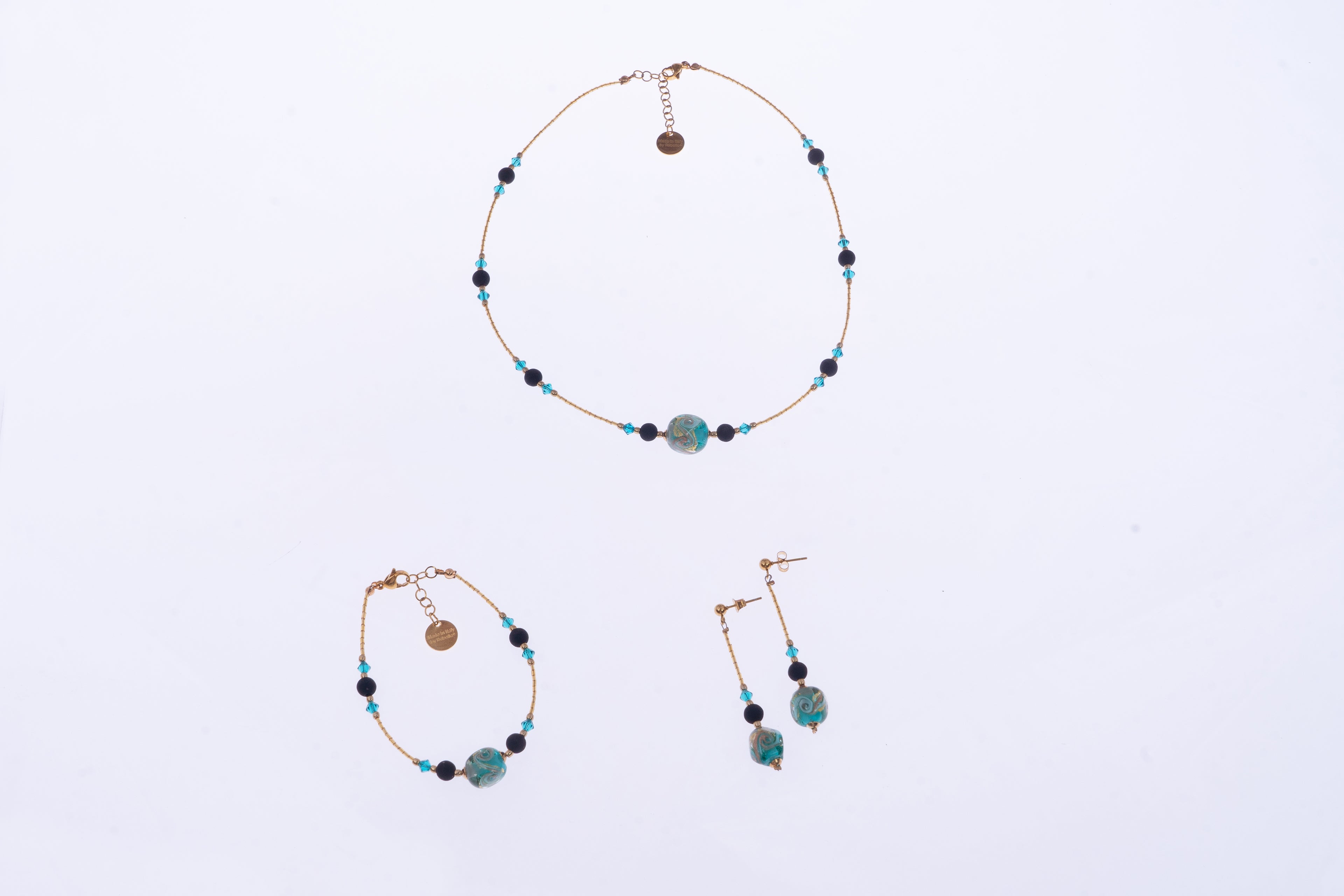 Orecchini Donna Pendenti Vetro Murano Cristallo e Pietra Lavica