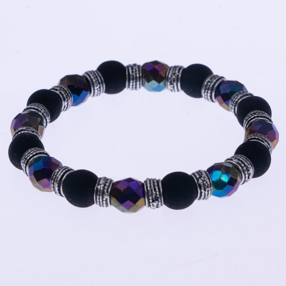 Bracciale Uomo Vetro di Murano e Pietra Lavica