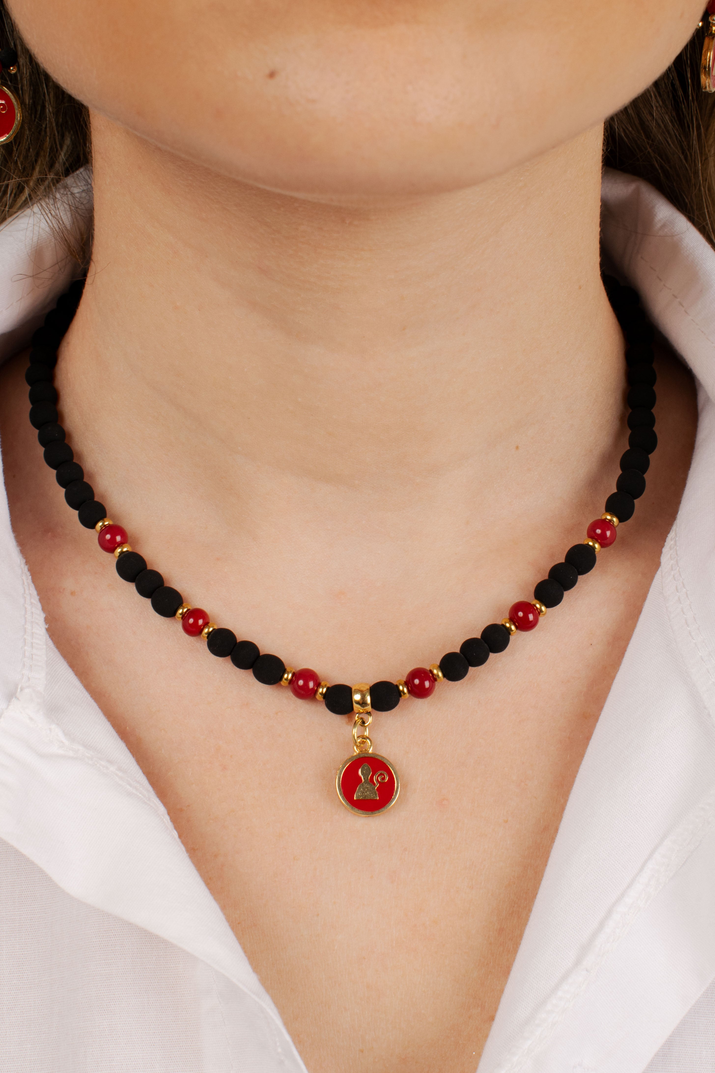 Ciondolo double face San Gennaro Vesuvio dettaglio