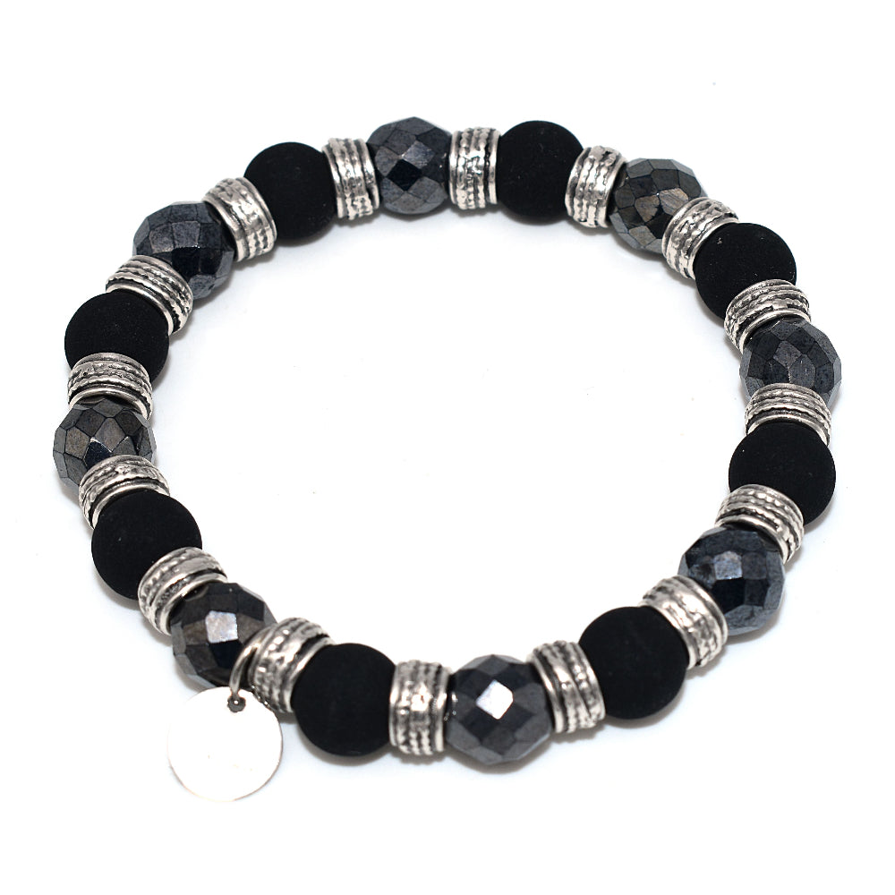 Bracciale Uomo Vetro di Murano e Pietra Lavica