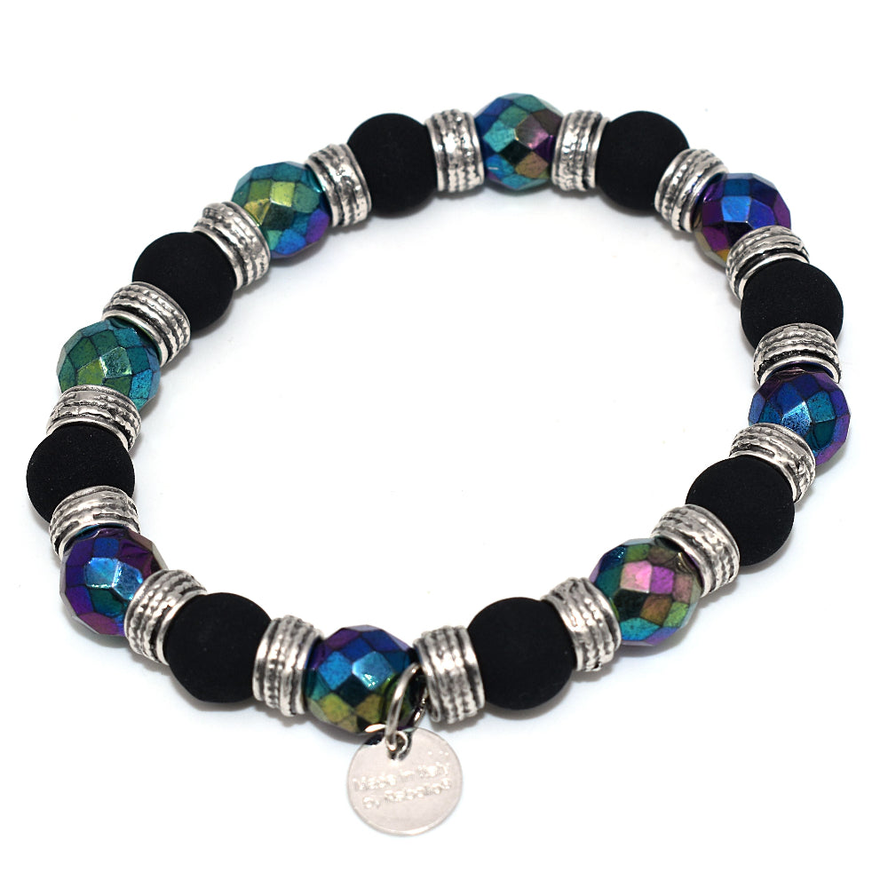 Bracciale Uomo Vetro di Murano e Pietra Lavica