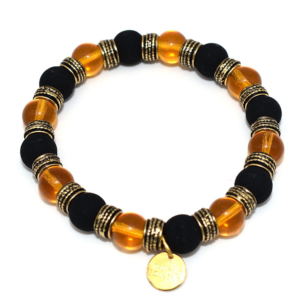 Bracciale Uomo Vetro di Murano e Pietra Lavica