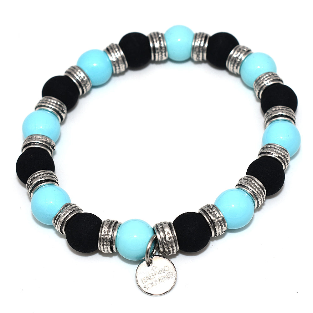 Bracciale Uomo Vetro di Murano e Pietra Lavica