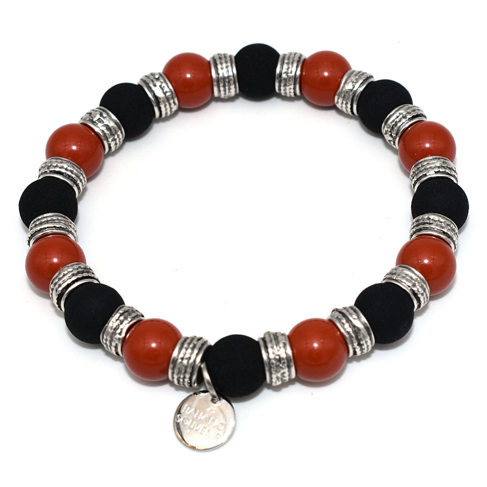 Bracciale Uomo Vetro di Murano e Pietra Lavica