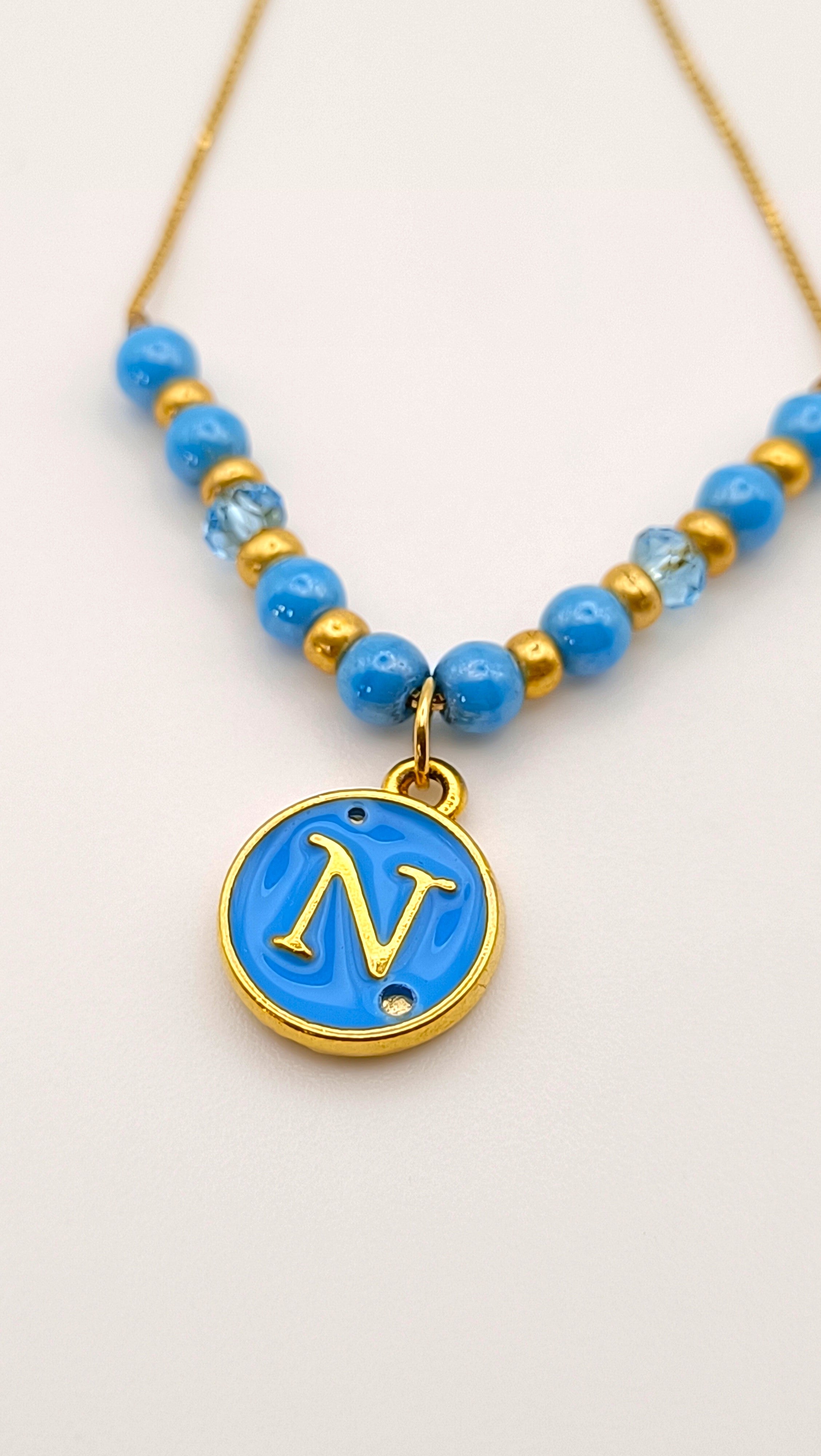 Bracciale Azzurro Ciondolo "N"