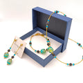 Set completo gioielli donna con vetro di Murano e pietra lavica - collana bracciale orecchini