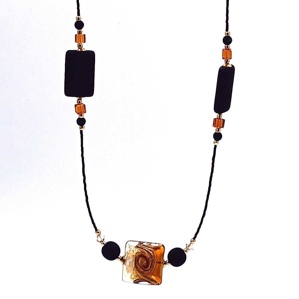 Collana Donna Vetro di Murano e Pietra Lavica