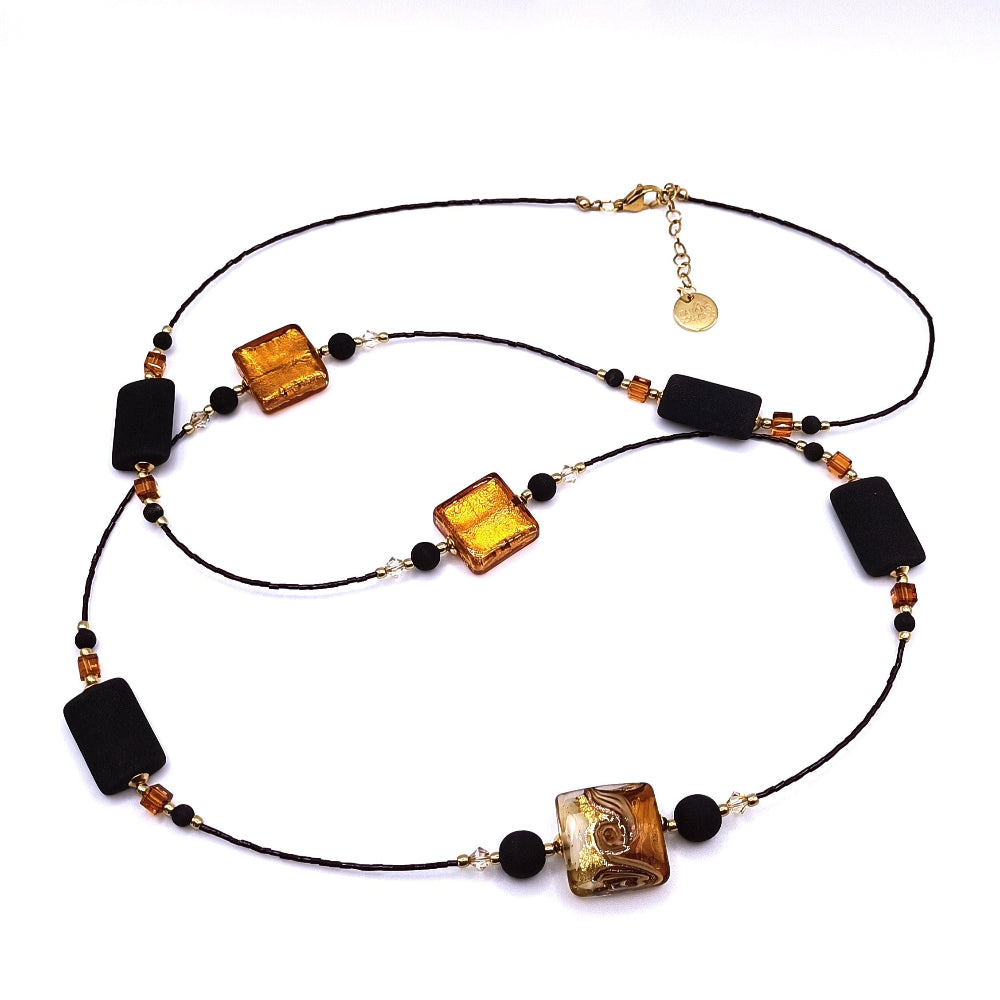 Collana Donna Vetro di Murano e Pietra Lavica