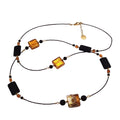 Collana donna con vetro di Murano e pietra lavica - vista frontale artigianato italiano elegante