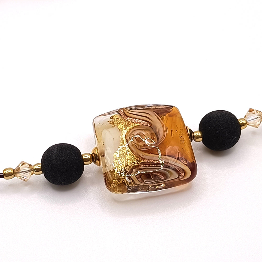 Collana Donna Vetro di Murano e Pietra Lavica