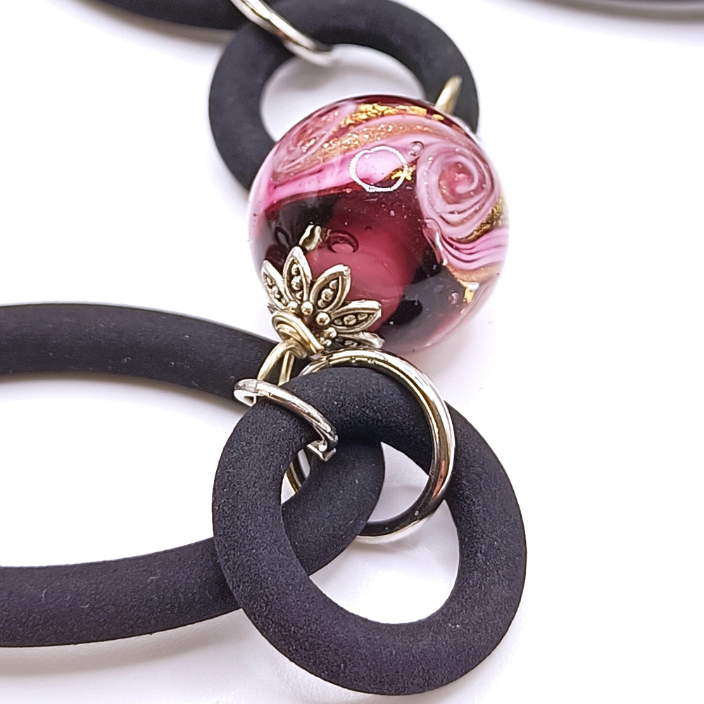 Collana Donna Vetro Murano e Pietra Lavica