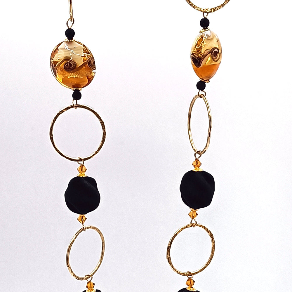 Collana Donna Vetro Murano e Pietra Lavica Argento