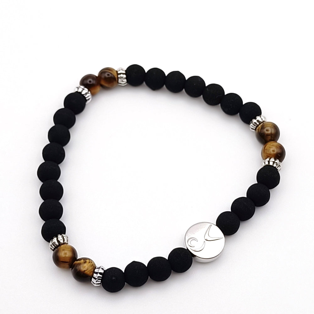 Bracciale Pietra Lavica e Pietre Naturali Uomo