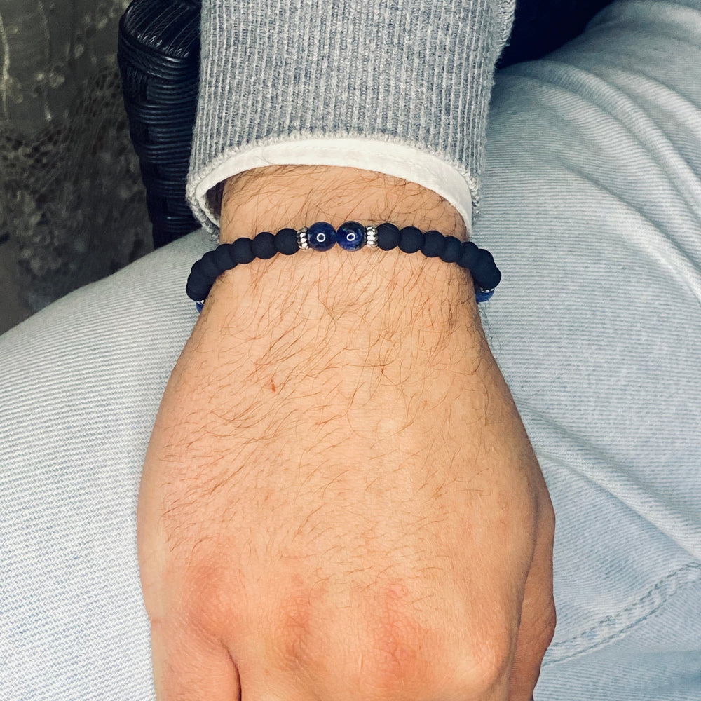 Bracciale Pietra Lavica e Pietre Naturali Uomo