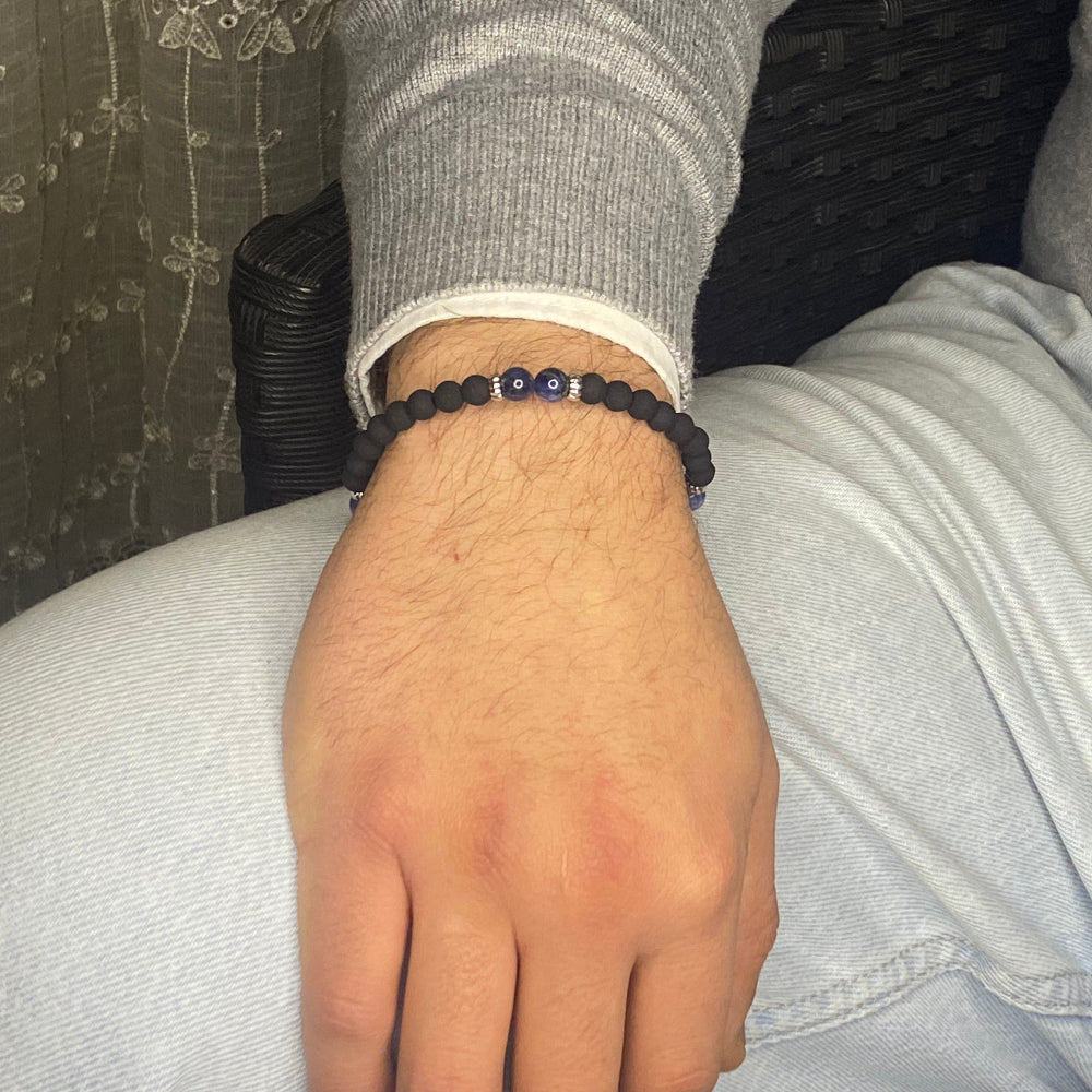 Bracciale Pietra Lavica e Pietre Naturali Uomo