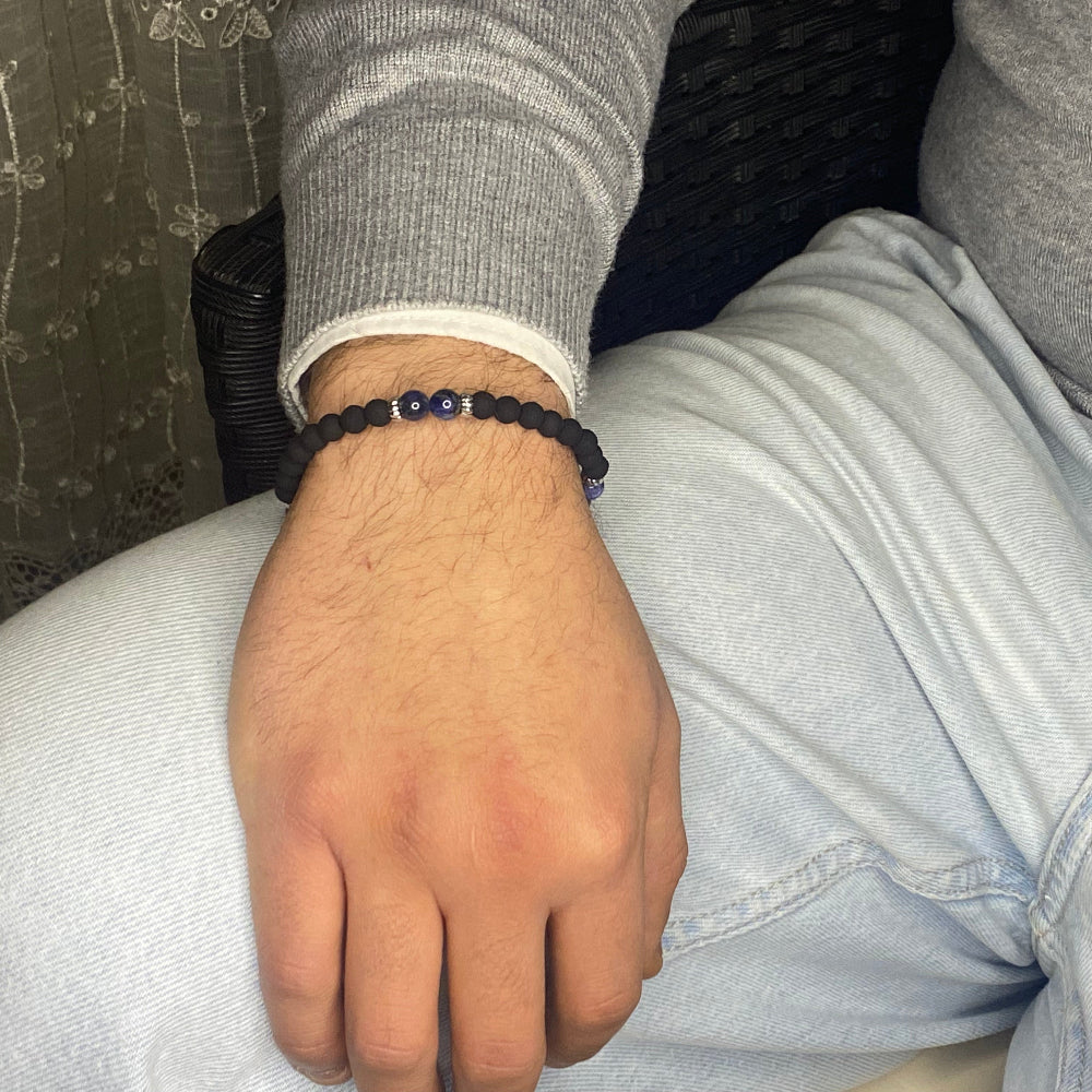 Bracciale Pietra Lavica e Pietre Naturali Uomo