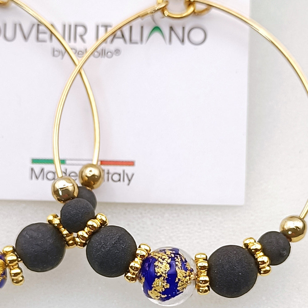 recchini a cerchio Souvenir Italiano blu e oro - ungioielloperte