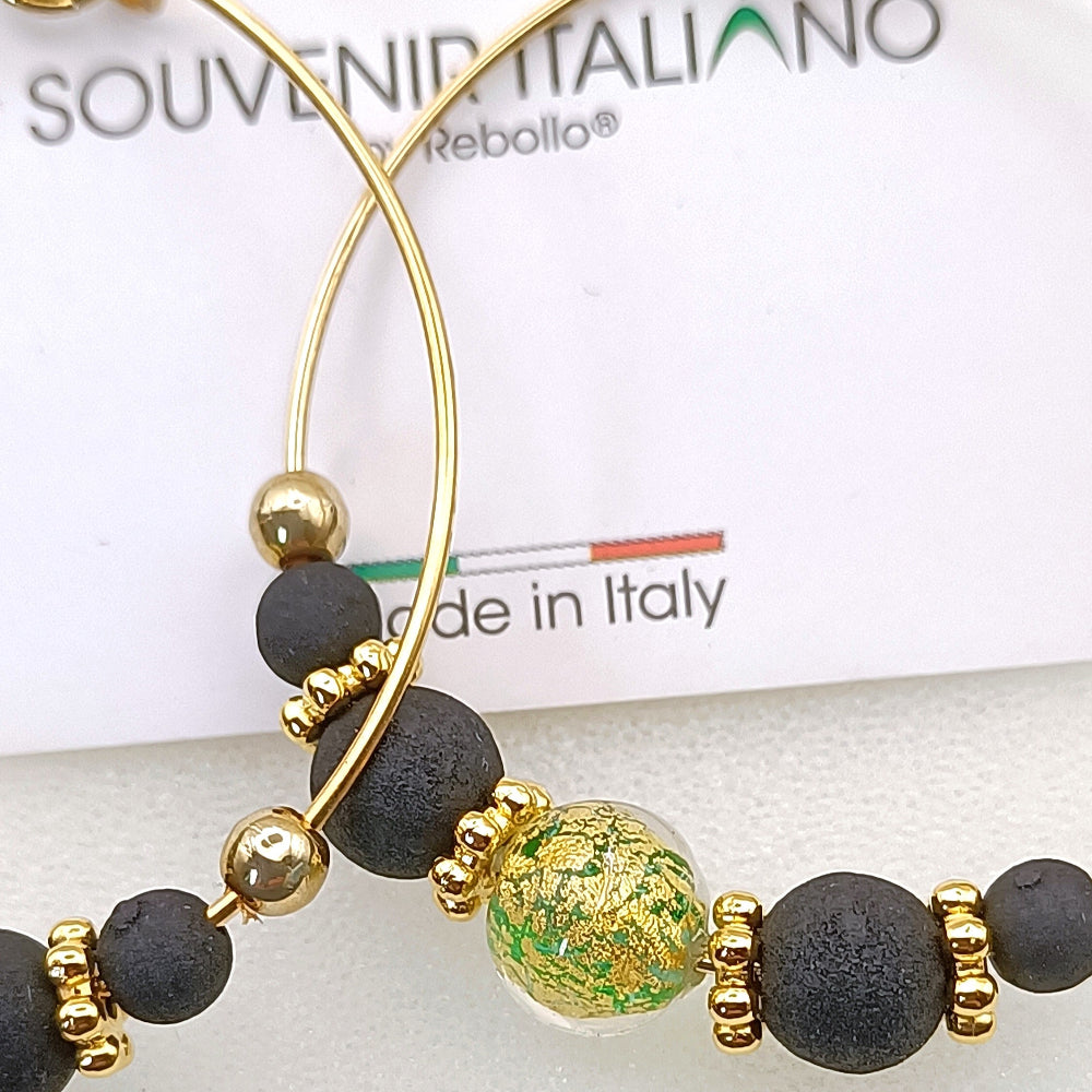 Orecchini a cerchio Souvenir Italiano verde e oro - ungioielloperte